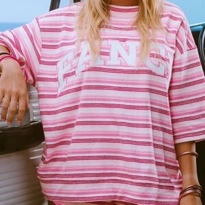 Shop Fancy Towel Terry Short Sleeve Mockneck - Magenta